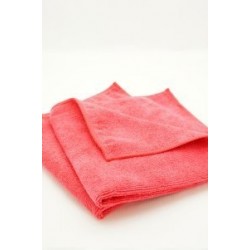 Short Pile 380GSM Microfiber Towel, Red 16" x 16"